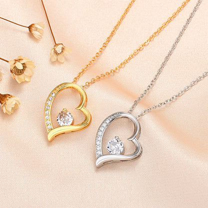 Pretty Heart Diamond Solitaire Pendant Necklace