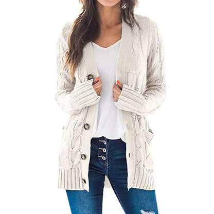Comfy Ladies Cable Knit Cardigan Sweater