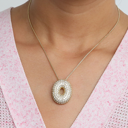 Sparkly Letter Diamond Pendent Necklace