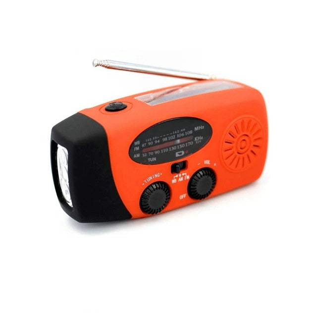 Compact Solar Powered Radio with Flashlight & Power Bank