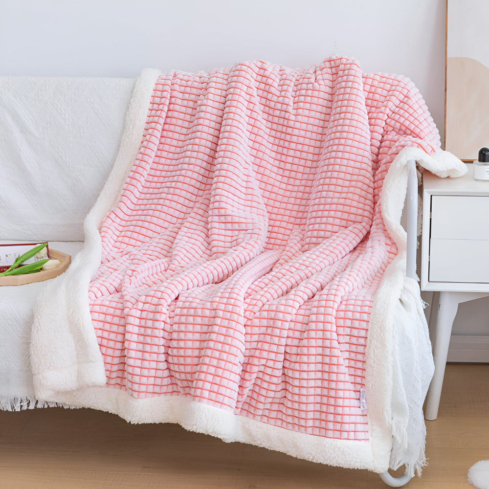 Cozy Fleece Waffle Throw Blanket
