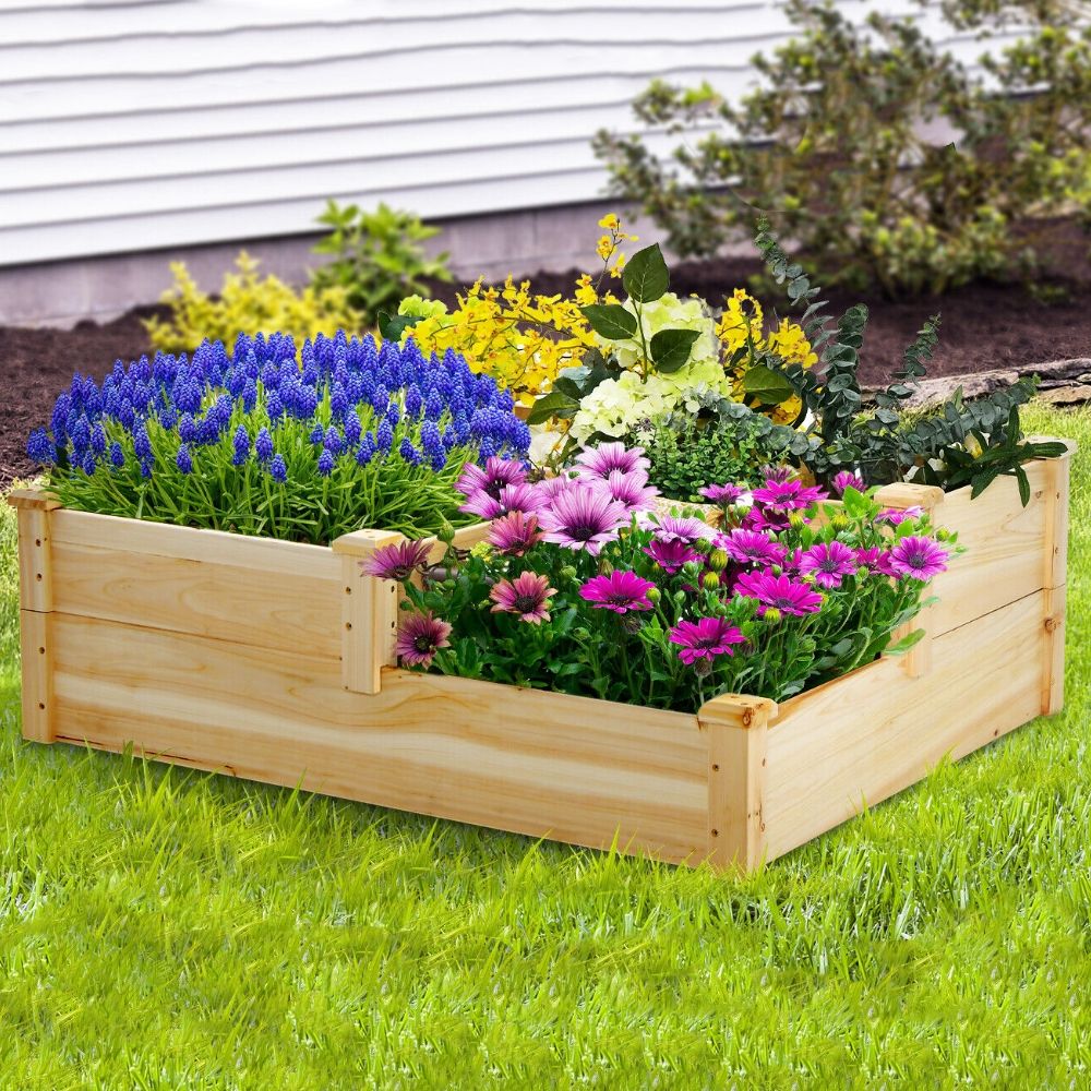 Elevated Wooden Garden Planter Box for Plants and Herbs - Luxicro