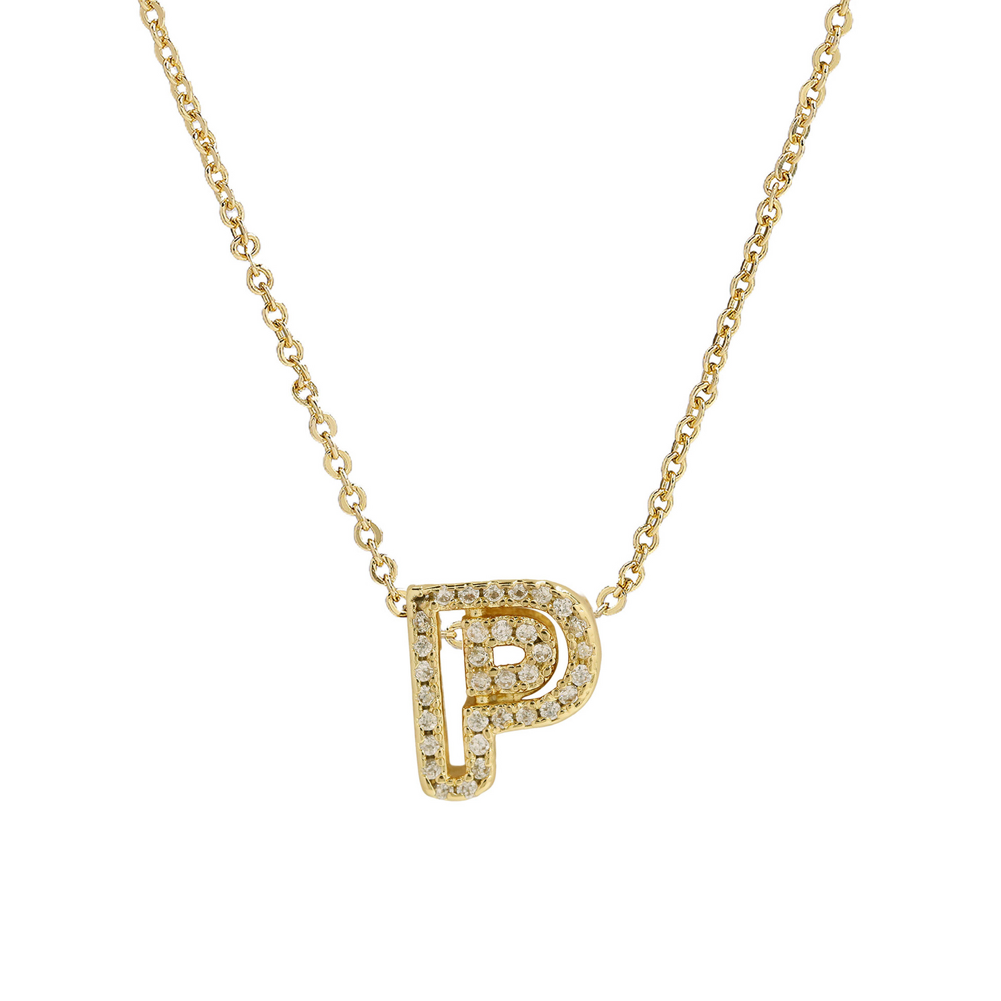 Shining Monogram Diamond Pendant Necklace