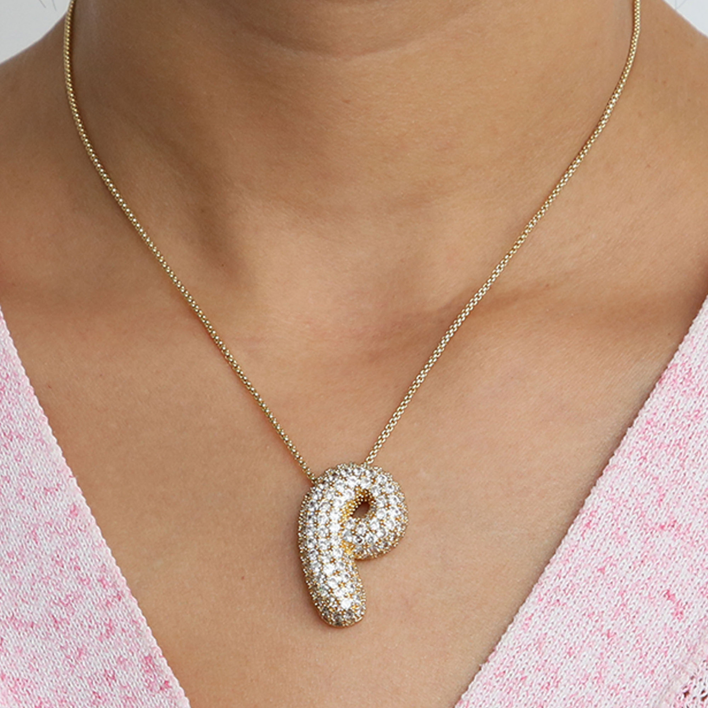Big Letter Sparkle Initial Necklaces