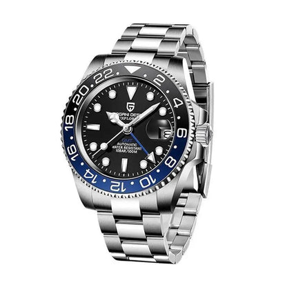 Luxury 40mm Automatic GMT Steel Watch - Sapphire Glass - Luxicro