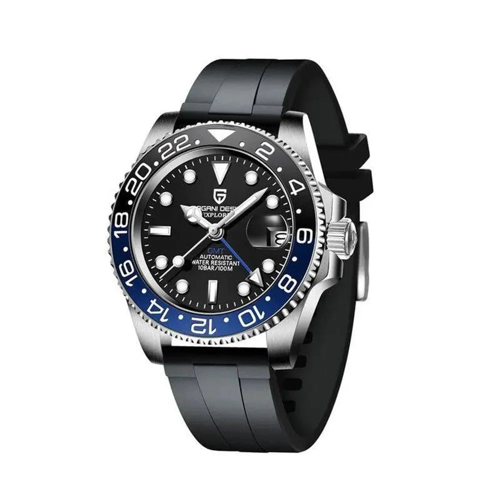 Luxury 40mm Automatic GMT Steel Watch - Sapphire Glass