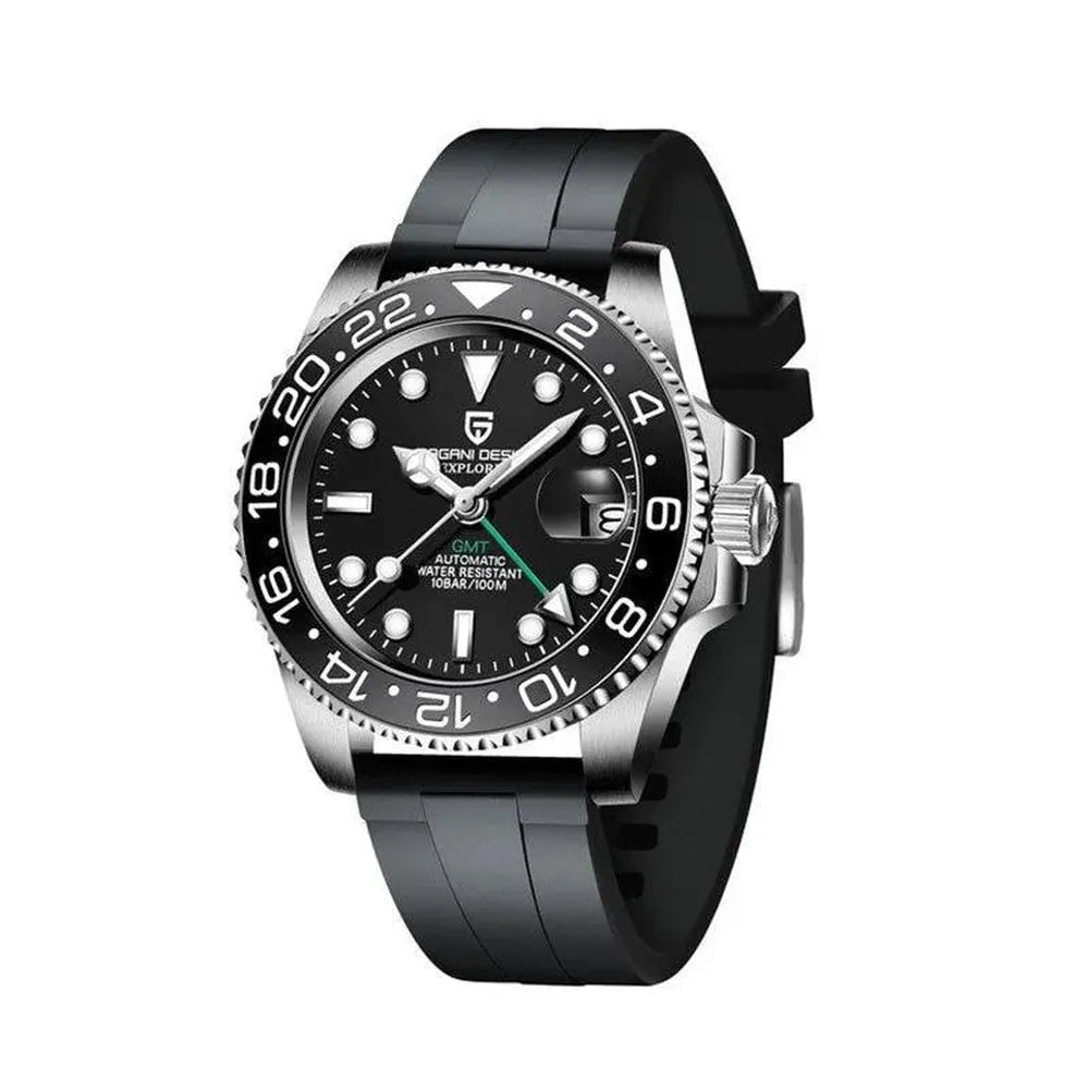 Luxury 40mm Automatic GMT Steel Watch - Sapphire Glass