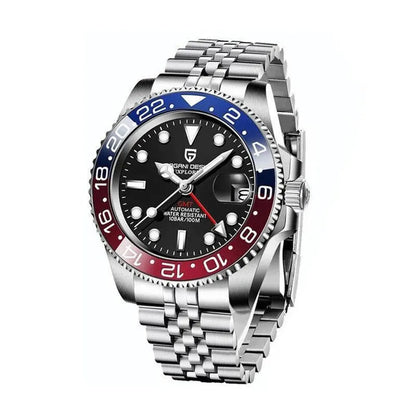 Luxury 40mm Automatic GMT Steel Watch - Sapphire Glass