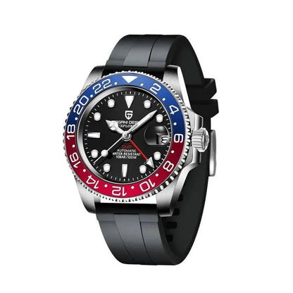 Luxury 40mm Automatic GMT Steel Watch - Sapphire Glass
