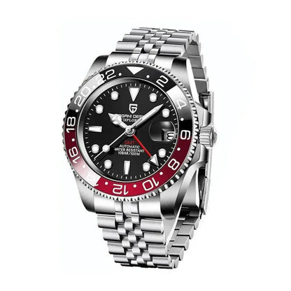 Luxury 40mm Automatic GMT Steel Watch - Sapphire Glass