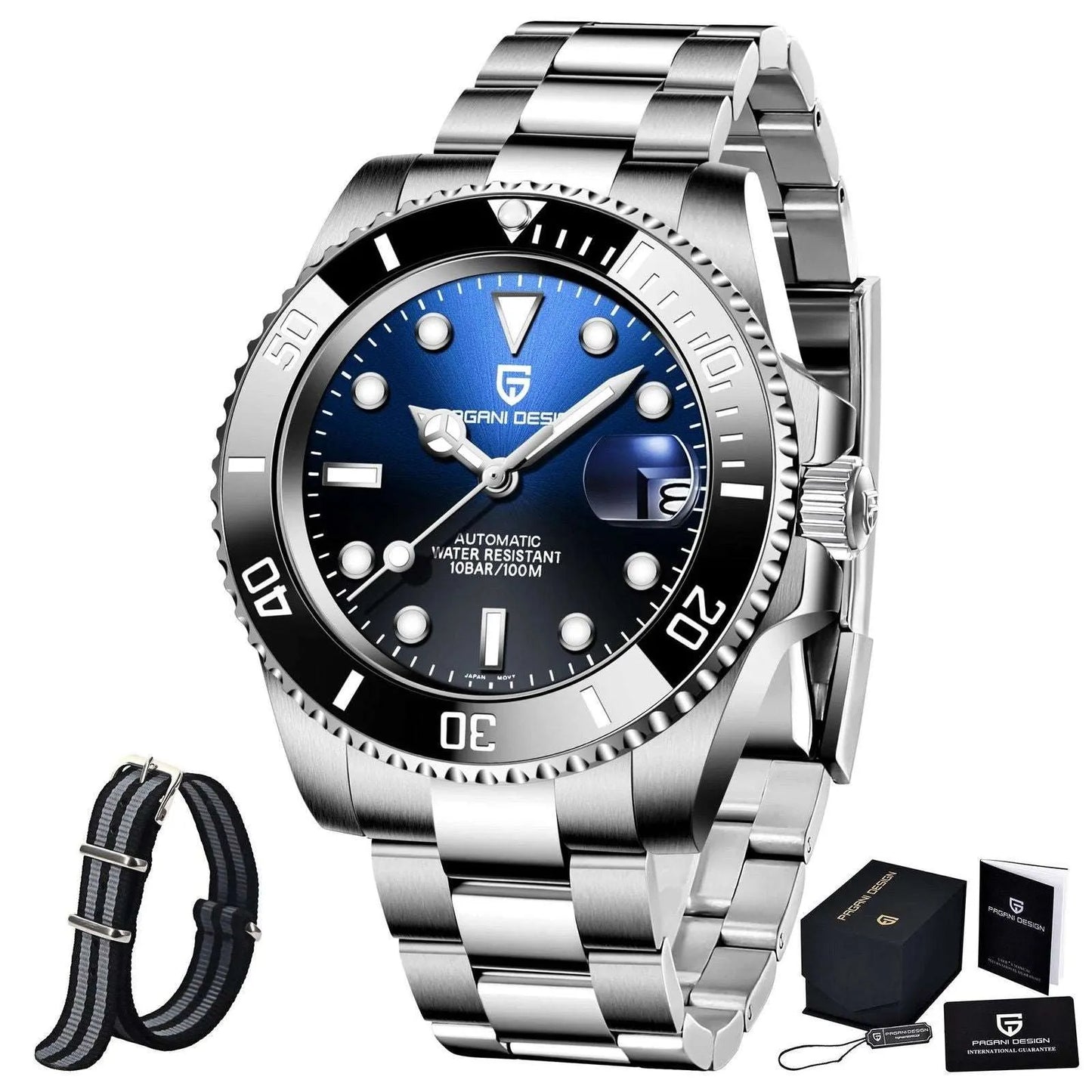 Stylish 40mm Automatic Diving Watch - Sapphire Glass, Ceramic Bezel