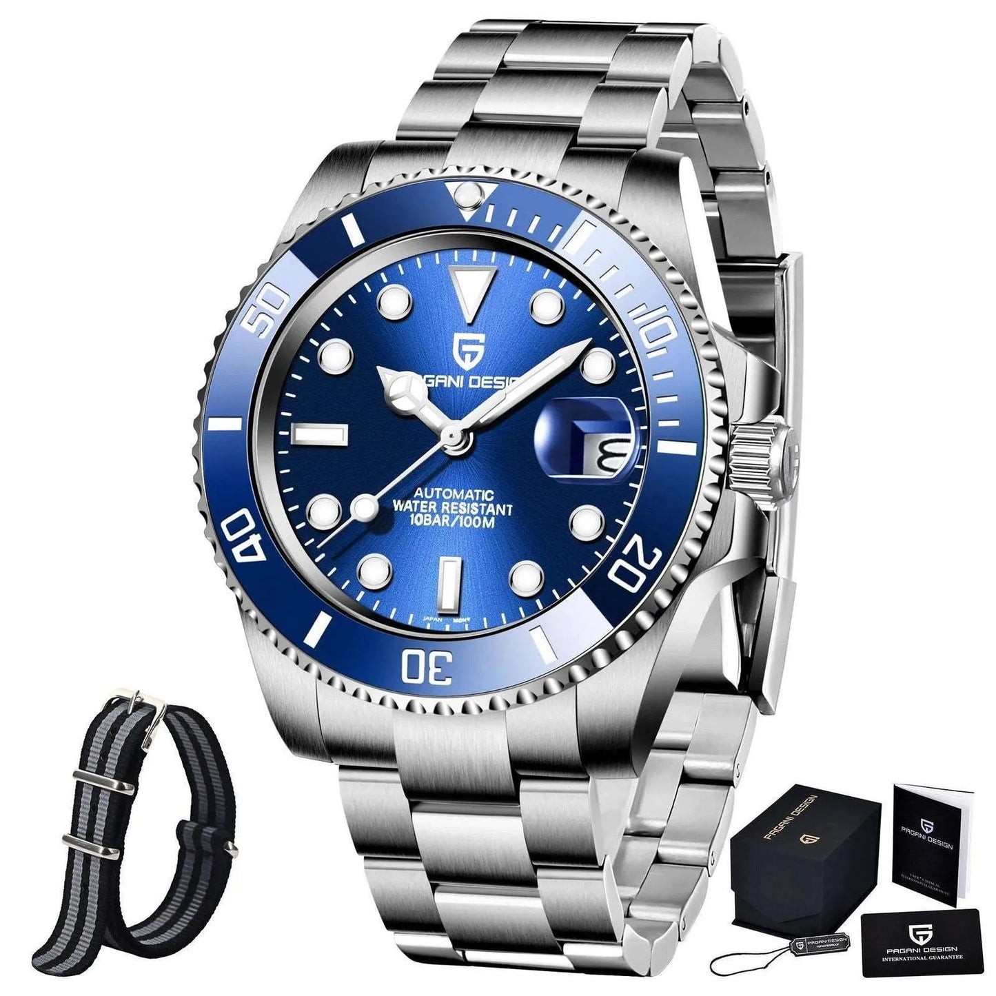 Stylish 40mm Automatic Diving Watch - Sapphire Glass, Ceramic Bezel