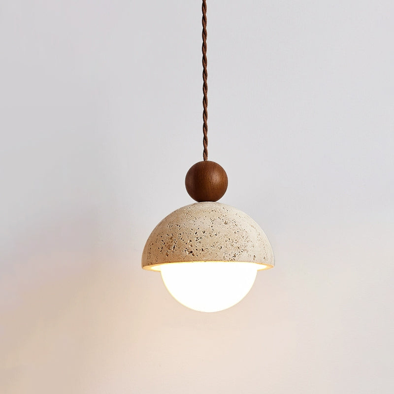 Natural Stone Pendant Light with Glass Shade