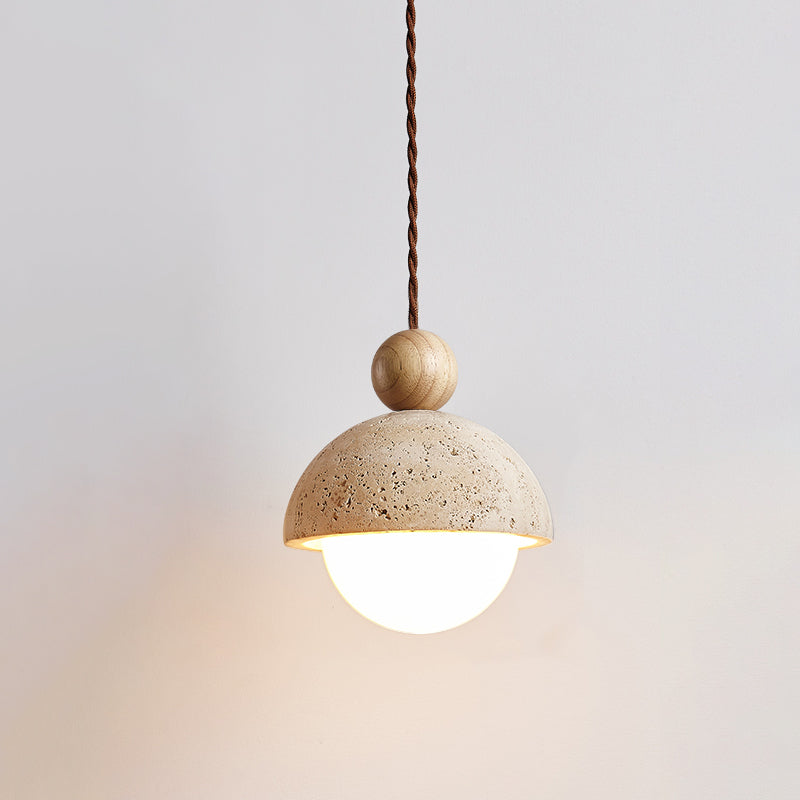 Natural Stone Pendant Light with Glass Shade