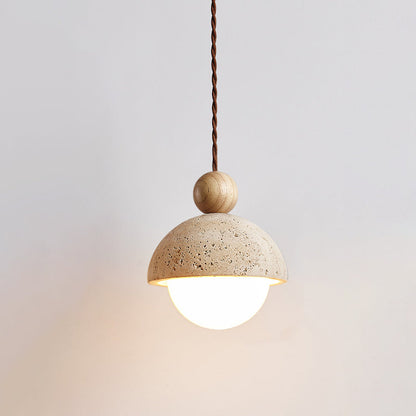 Natural Stone Pendant Light with Glass Shade