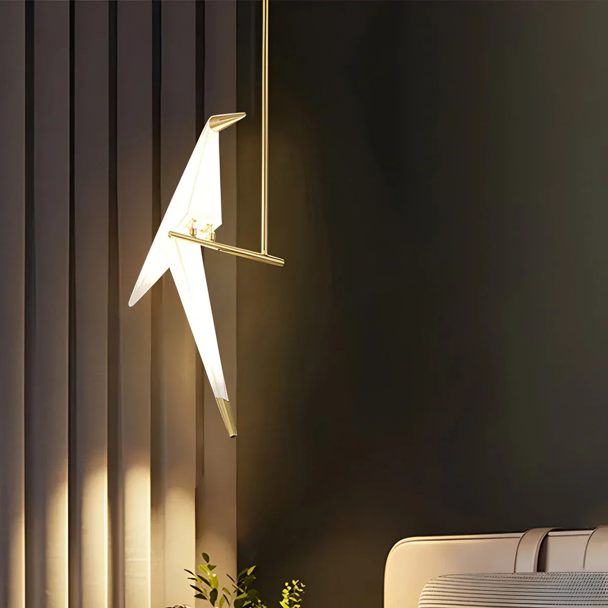 Delicate White Bird Pendant Light Fixture