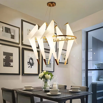 Delicate White Bird Pendant Light Fixture