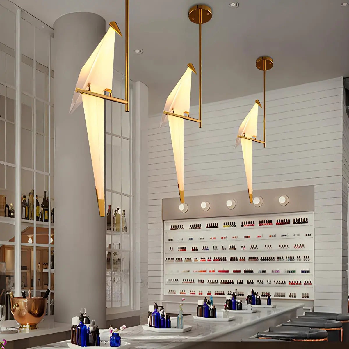 Delicate White Bird Pendant Light Fixture