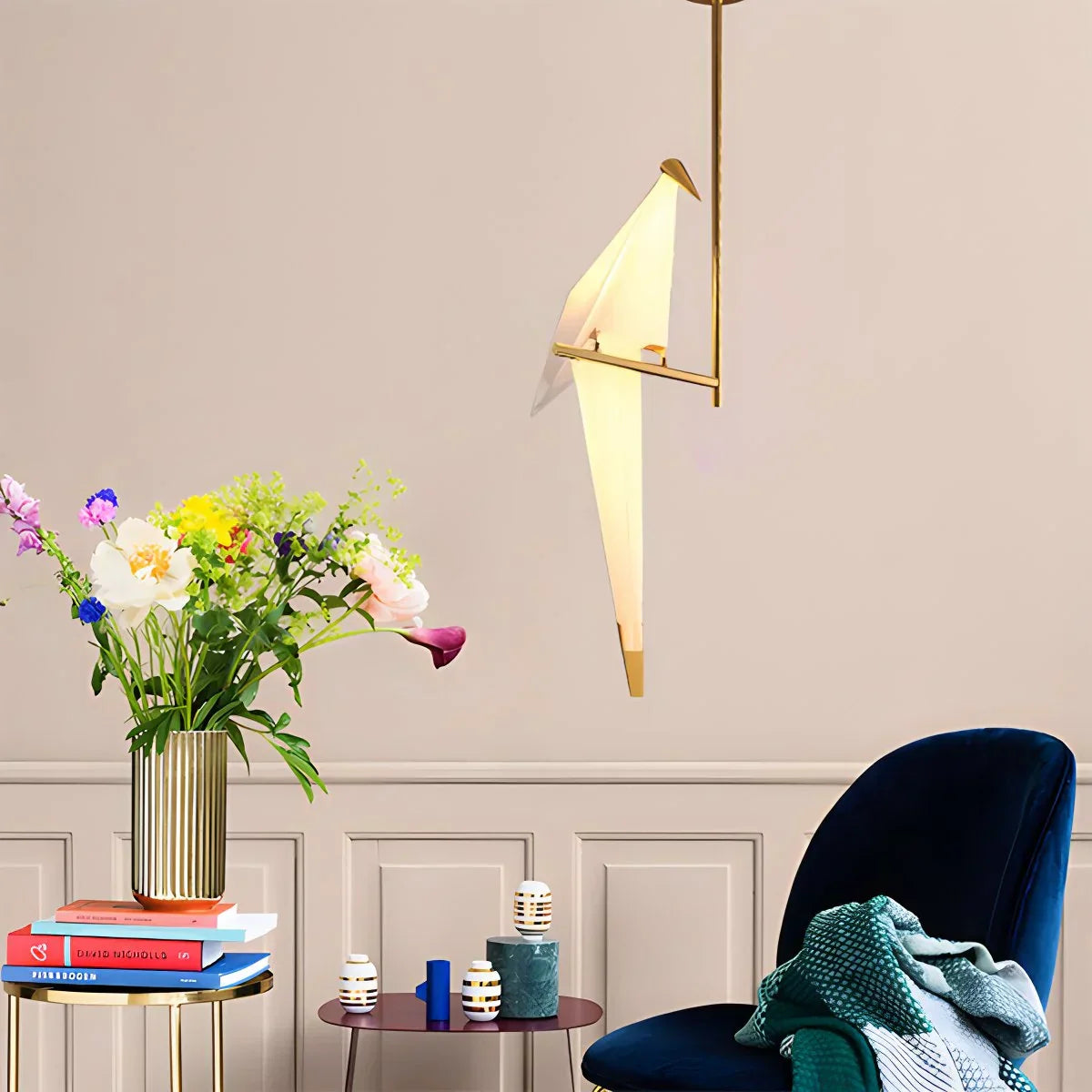 Delicate White Bird Pendant Light Fixture