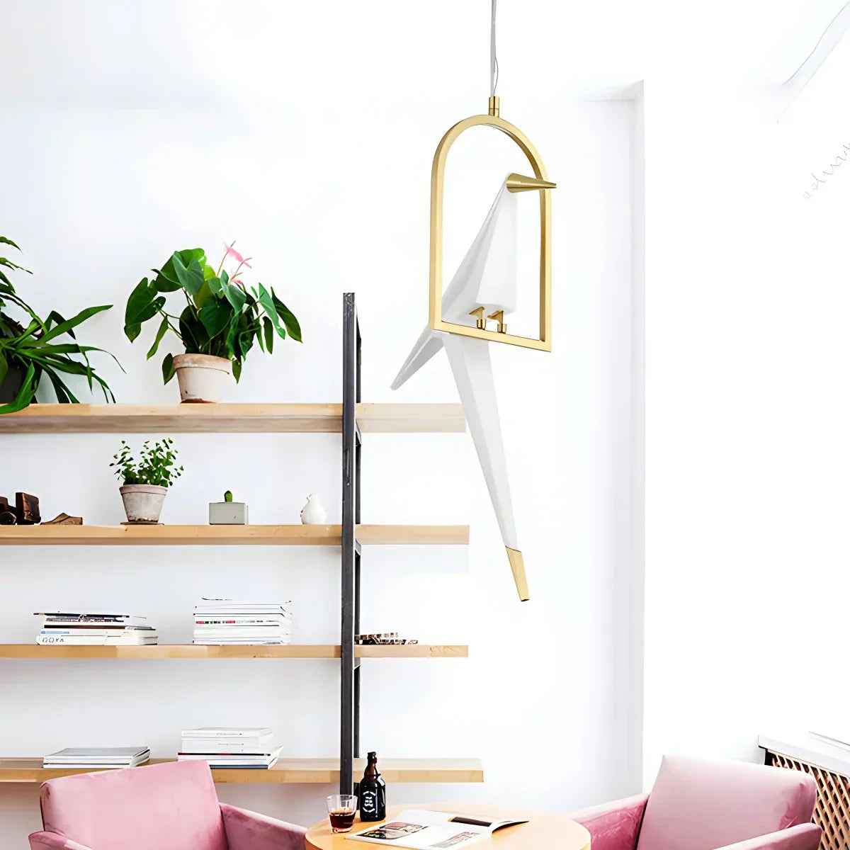 Delicate White Bird Pendant Light Fixture