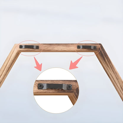 Rustic Wooden Hexagonal Wall Storage Shelves 5-Pack