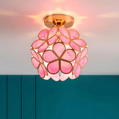 Floral LED Ceiling Light - Sleek Metal and Glass Design - Luxicro