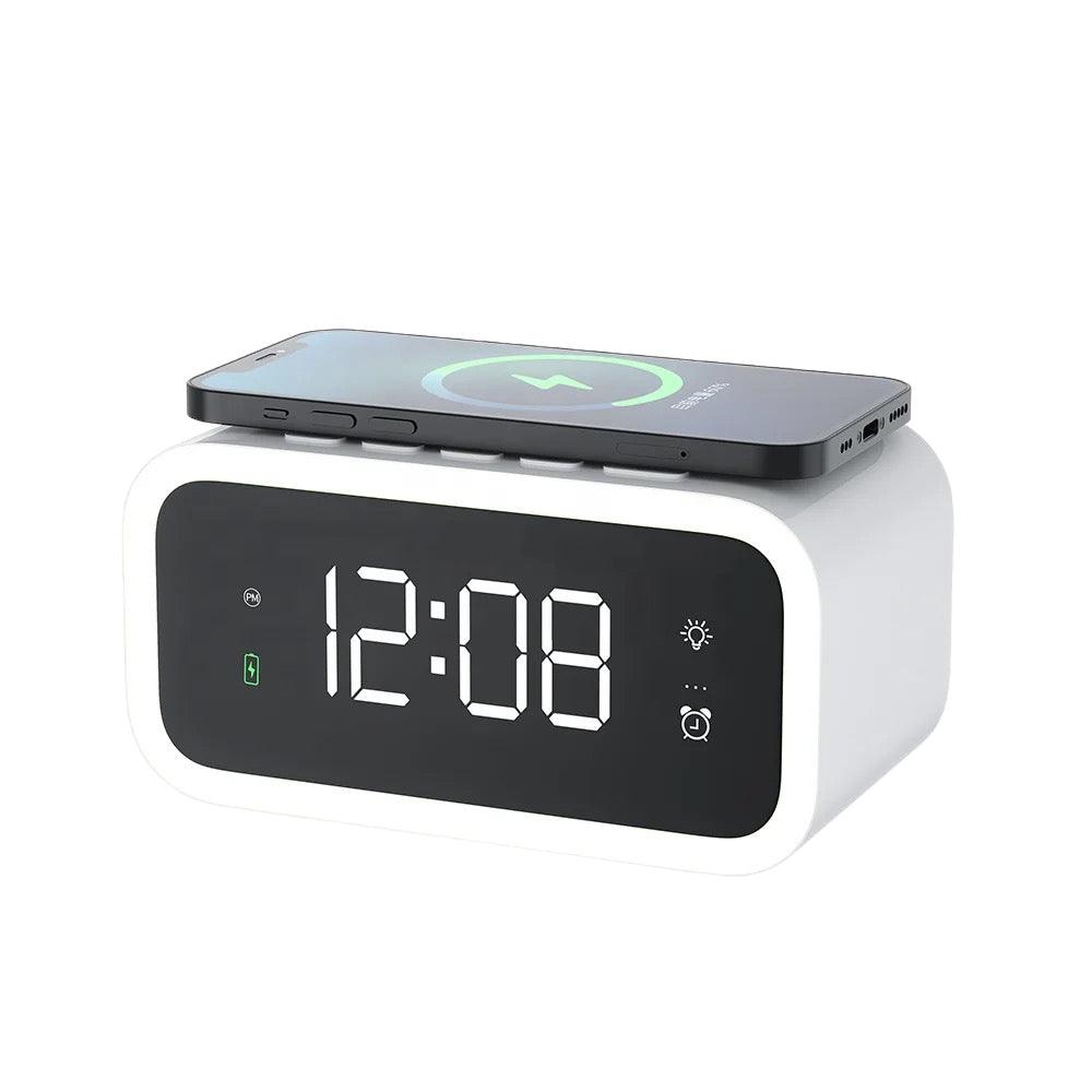 Small Double Alarm Clock with Wireless Charger & LED Screen