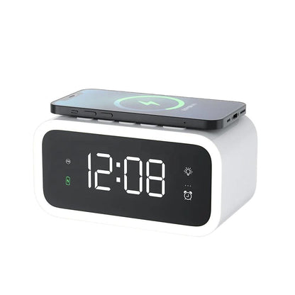 Small Double Alarm Clock with Wireless Charger & LED Screen