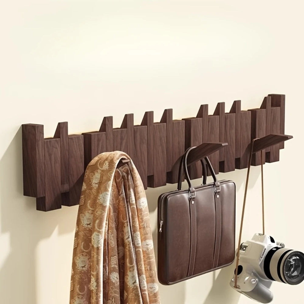 Space Saving Wooden Coat Hook Wall Rack