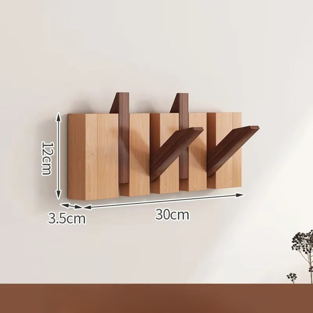 Space Saving Wooden Coat Hook Wall Rack