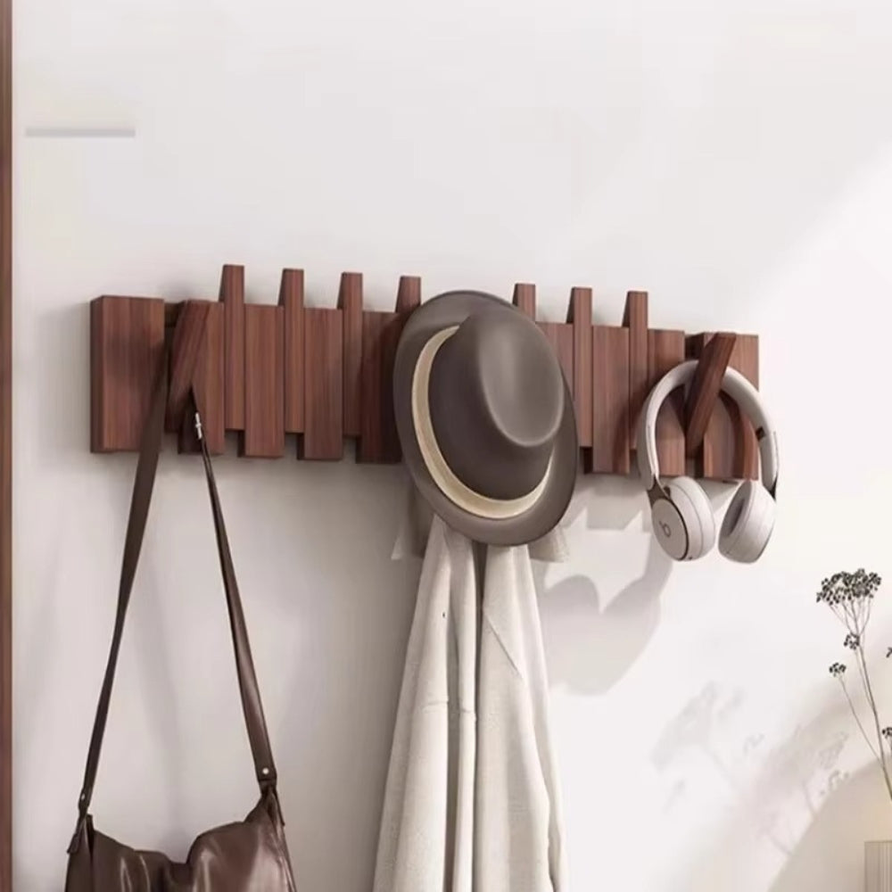 Space Saving Wooden Coat Hook Wall Rack