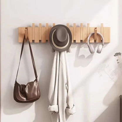 Space Saving Wooden Coat Hook Wall Rack