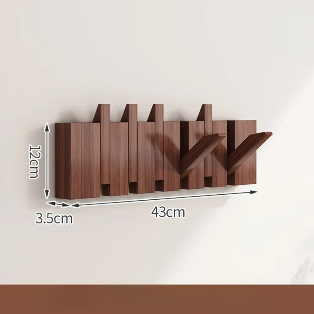 Space Saving Wooden Coat Hook Wall Rack