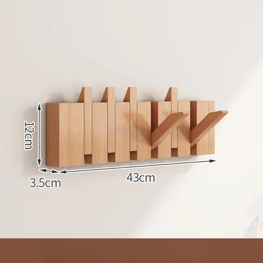 Space Saving Wooden Coat Hook Wall Rack