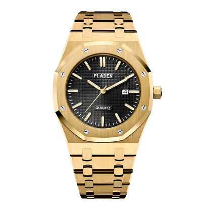Slim 43mm Stainless Steel Quartz Watch - Clear Crystal Face - Luxicro