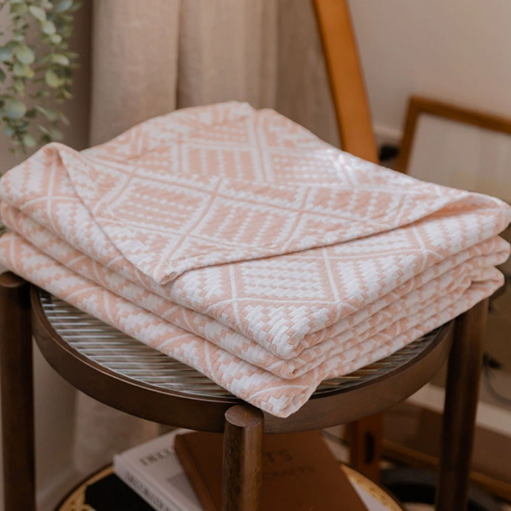 Warm Checkered Woolen Throw Blanket