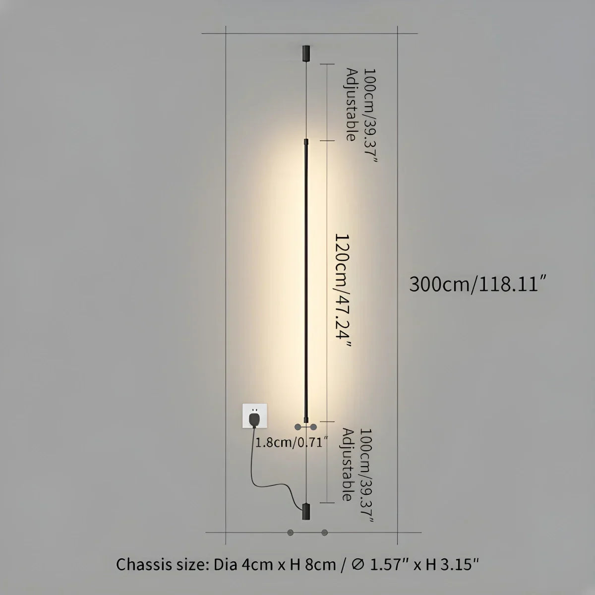 Tall Sleek Floor Ceiling Lamp