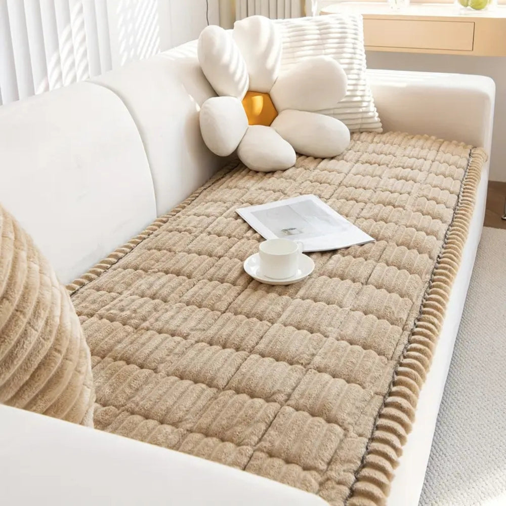 Soft Fleece Sofa Slipcover Non Slip Machine Washable Protector - Luxicro