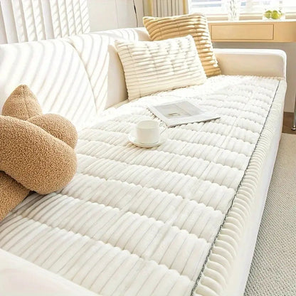 Soft Fleece Sofa Slipcover Non Slip Machine Washable Protector