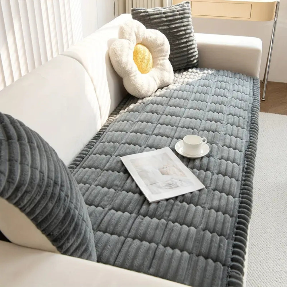 Soft Fleece Sofa Slipcover Non Slip Machine Washable Protector