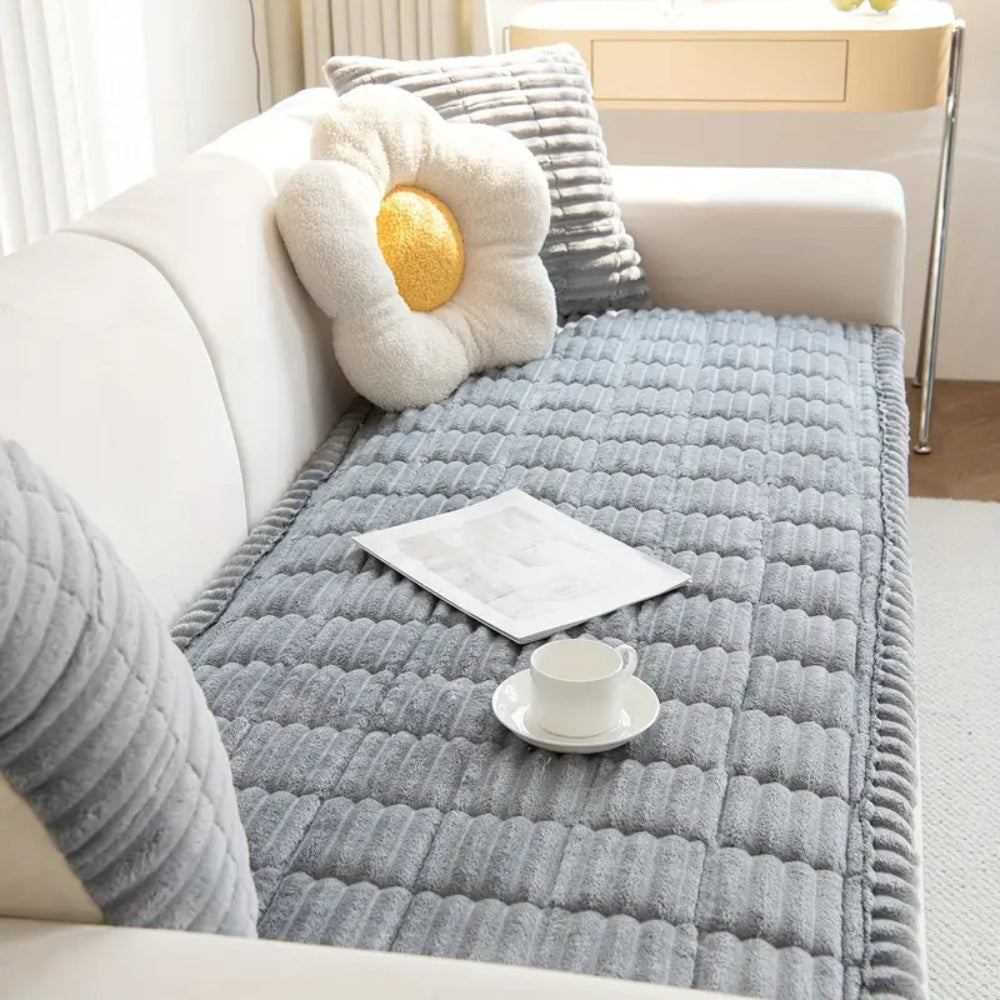 Soft Fleece Sofa Slipcover Non Slip Machine Washable Protector