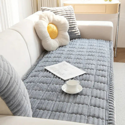 Soft Fleece Sofa Slipcover Non Slip Machine Washable Protector