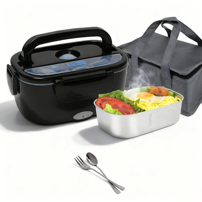 Insulated Heated Lunch Box with 2 Stainless Steel Compartments