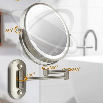 Bright LED Vanity Mirror Rechargeable Chrome Finish