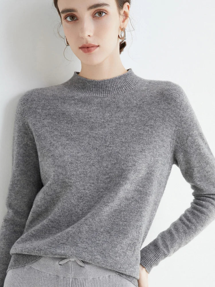 Cozy Crew Neck Wool Sweater for Women