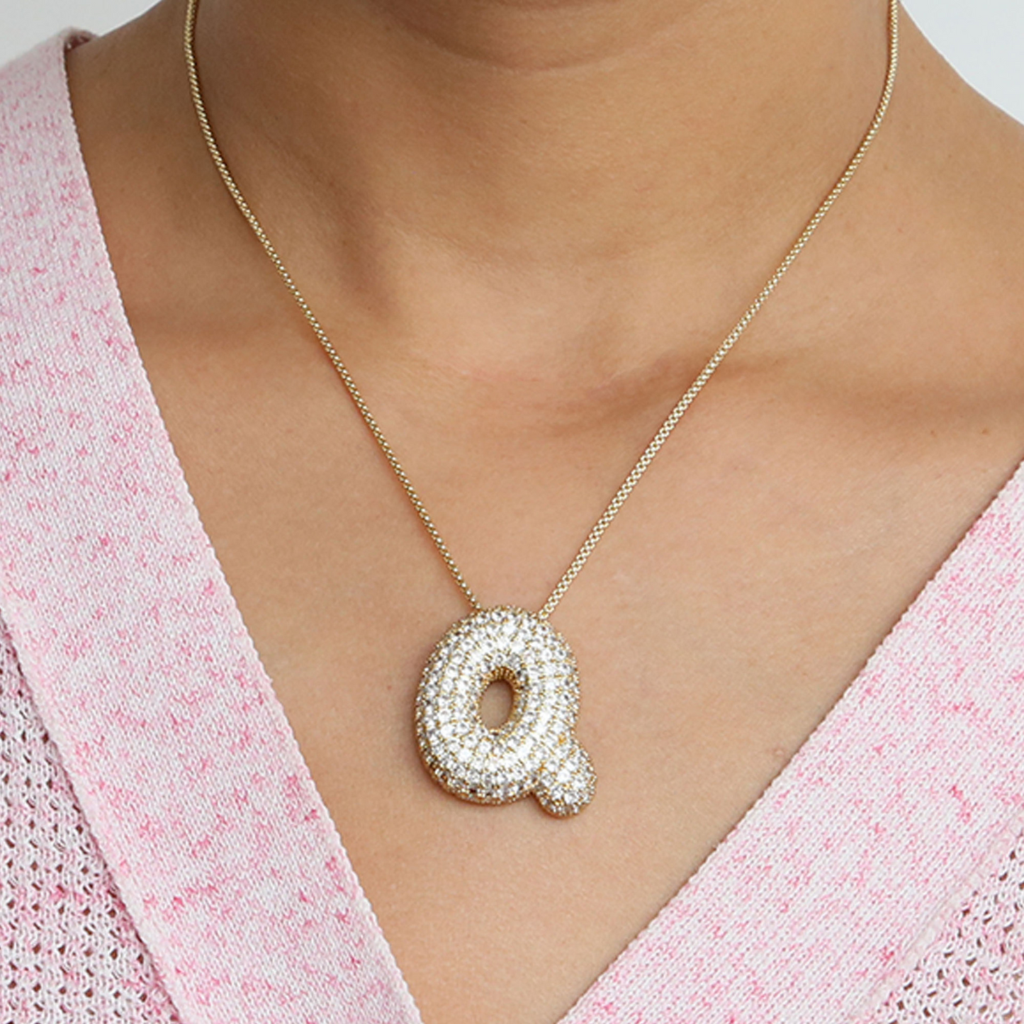 Big Letter Sparkle Initial Necklaces