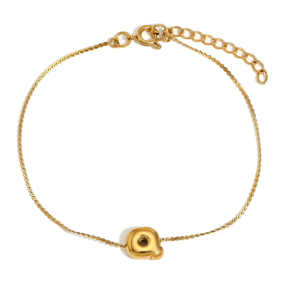 Dainty Personalized Letter Charm Bangle