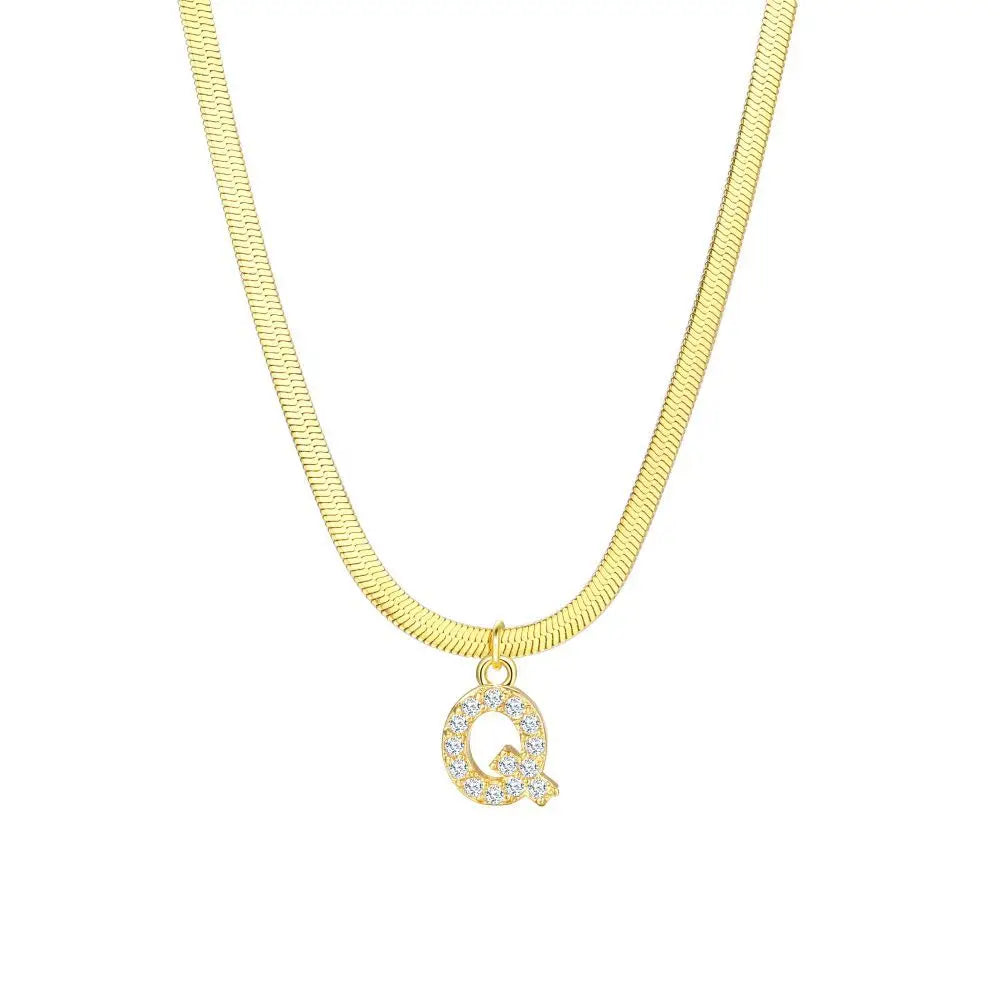 Dainty Initial Diamond Bar Pendant Necklace