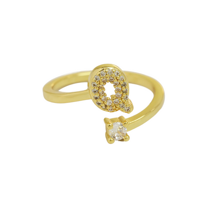 Elegant Glitter Initial Diamond Ring