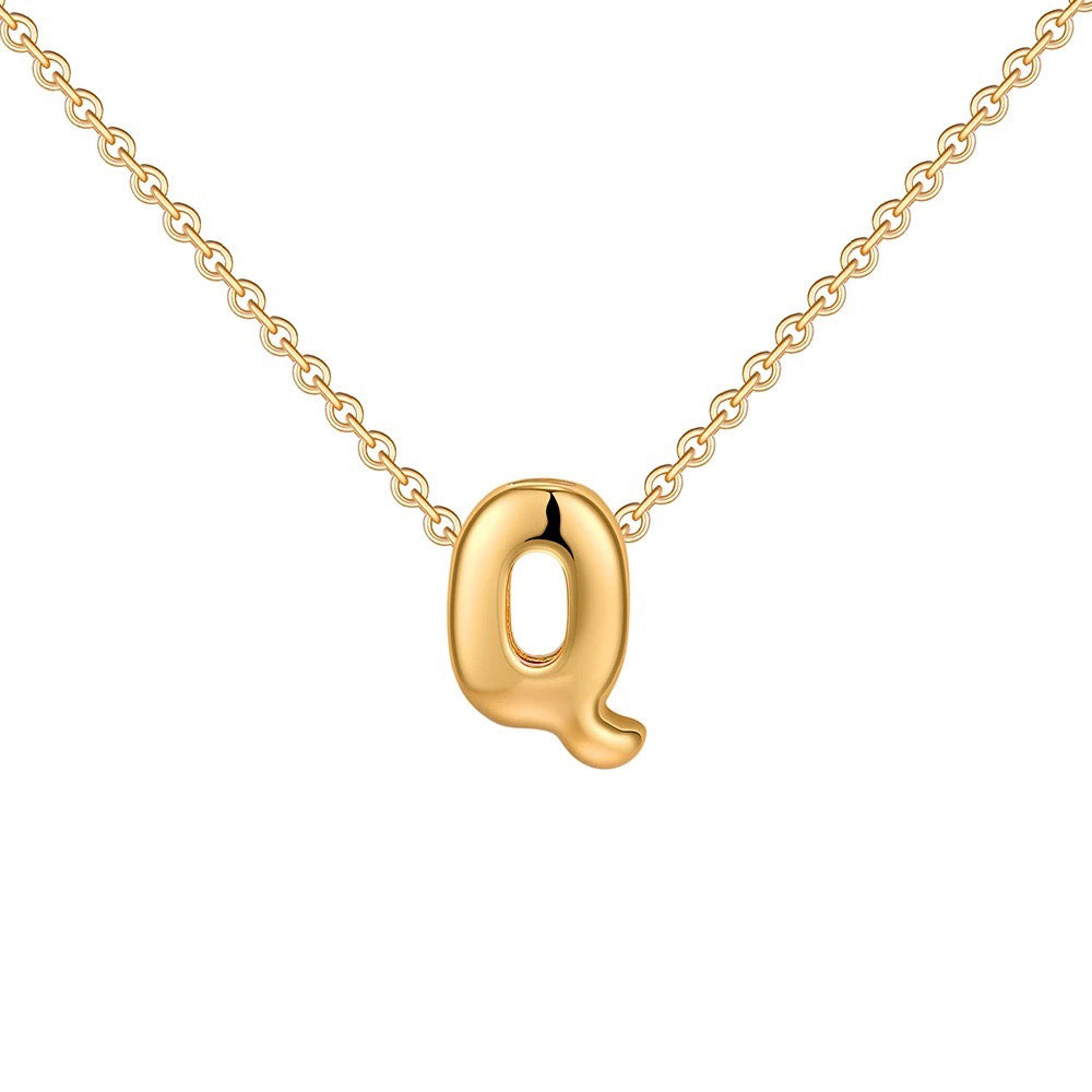 Dainty Engraved Letter Pendant Necklace
